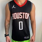 Camiseta Regata Basquete NBA Houston Rockets Jalen Green 0 Preta Statement Edition 2022 Jordan