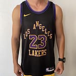 Camiseta Regata NBA Los Angeles Lakers LeBron James 23 City Edition Preta 2024 Nike