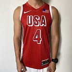 Camiseta Regata Basquete USA EUA Seleção Estados Unidos Olimpíadas Paris 2024 Stephen Curry 4 Vermelha Nike