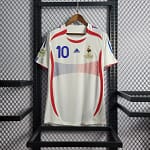 Camisa Retrô Clássica Seleção França Away Versão Torcedor 10 Zidane 2006 Adidas