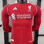 Camisa Liverpool Home Versão Jogador 2025/2026 Manga Longa Vermelha Adidas