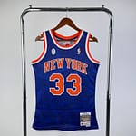 Camiseta Regata NBA New York Knicks BAPE 33 Patrick Ewing Mitchell & Ness Azul 1991/92
