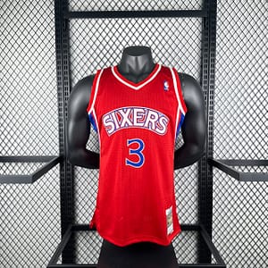 Camiseta Regata Basquete NBA Philadelphia 76ers Sixers 3 Allen Iverson Mitchell & Ness Vermelha 1996/97