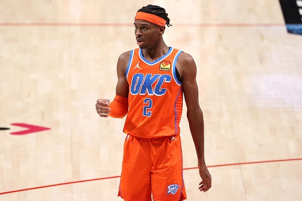 Camiseta Regata Basquete NBA OKC Oklahoma Thunder 2 Shai Gilgeous-Alexander Statement Edition 2025 Laranja Nike - Imagem 13