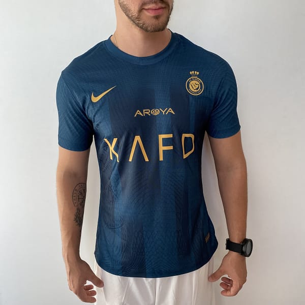 Camisa Al Nassr Away Versão Jogador Cristiano Ronaldo 7 CR7 2024 Nike Verde - Imagem 3