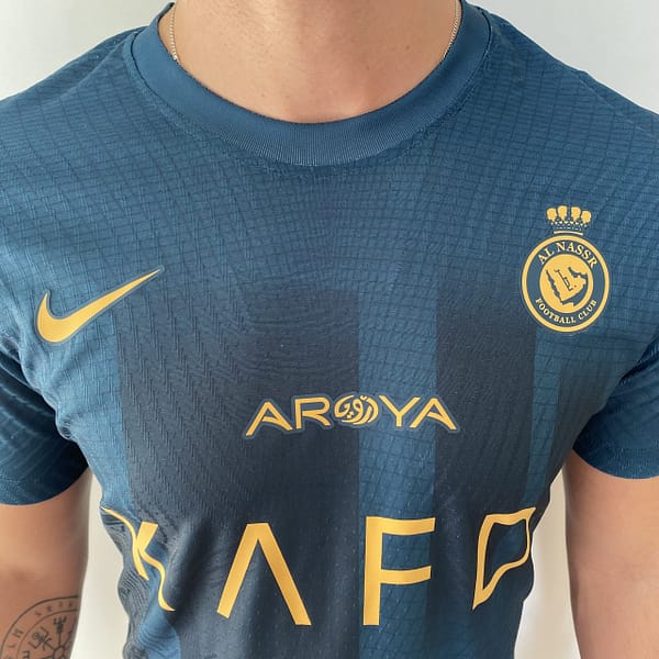 Camisa Al Nassr Away Versão Jogador Cristiano Ronaldo 7 CR7 2024 Nike Verde - Imagem 12