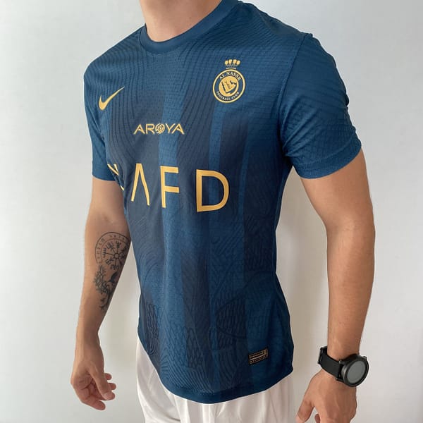 Camisa Al Nassr Away Versão Jogador Cristiano Ronaldo 7 CR7 2024 Nike Verde - Imagem 14
