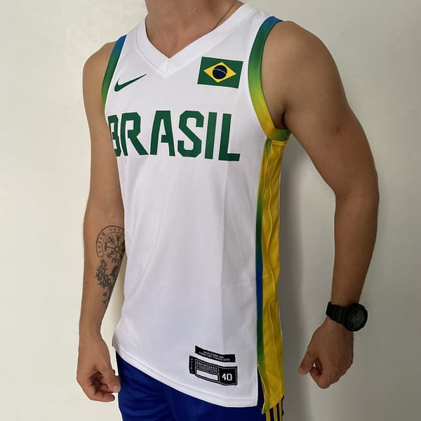 Camiseta Regata Basquete Brasil Olimpíadas 2024 Paris Branca 2024-2025 Nike - Imagem 8