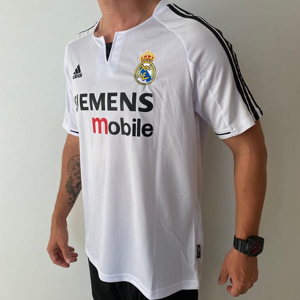 Camisa Retrô Real Madrid Home 2003/2004 - Beckham 23 - Adidas Branca - Imagem 9