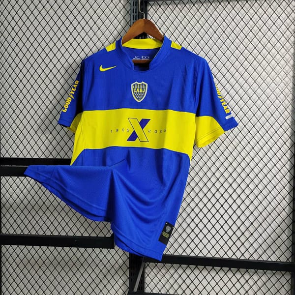 Camisa Retrô Boca Juniors Home Centenário 2005 Nike Azul Amarela - Imagem 2