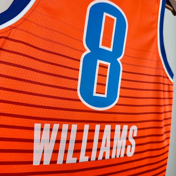 Camiseta Regata Basquete NBA OKC Oklahoma Thunder 2 Shai Gilgeous-Alexander Statement Edition 2025 Laranja Nike - Imagem 7