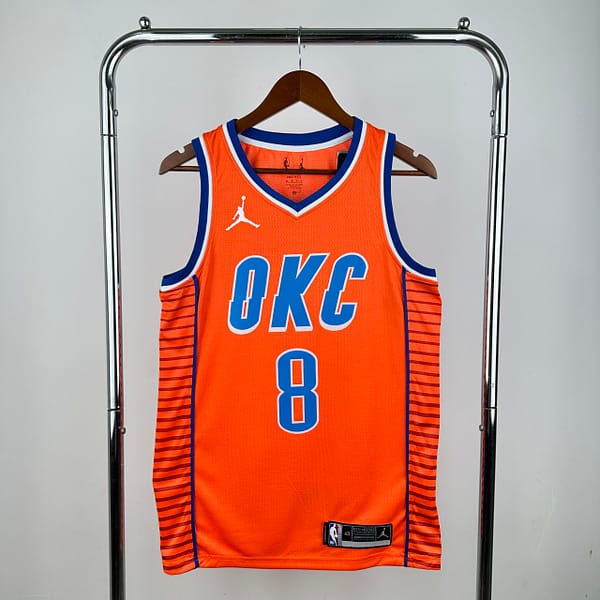 Camiseta Regata Basquete NBA OKC Oklahoma Thunder 2 Shai Gilgeous-Alexander Statement Edition 2025 Laranja Nike - Imagem 9