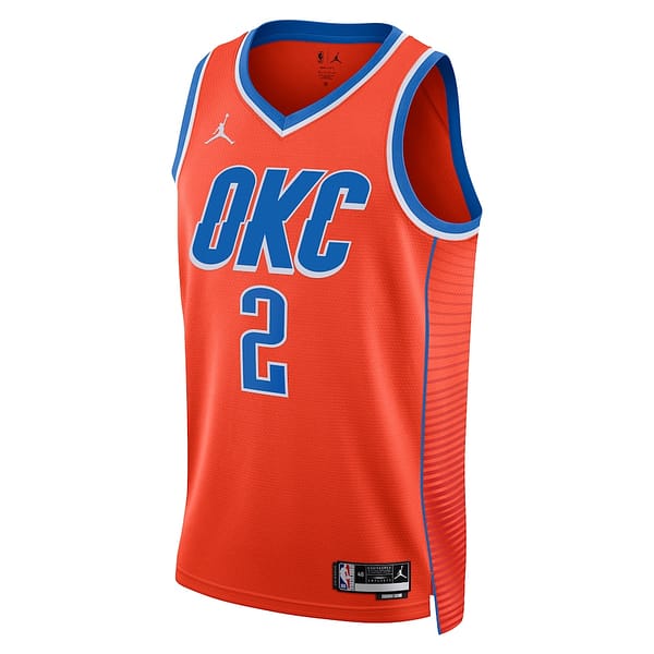 Camiseta Regata Basquete NBA OKC Oklahoma Thunder 2 Shai Gilgeous-Alexander Statement Edition 2025 Laranja Nike - Imagem 11